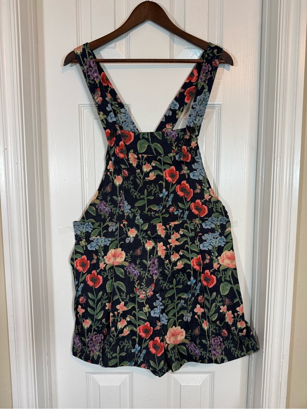 Cider Floral Overall Romper Short Black Cottagecore Shortalls 0XL - Picture 3 of 14